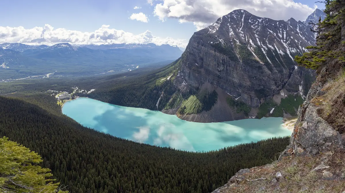Panorama of Lake Louise from above